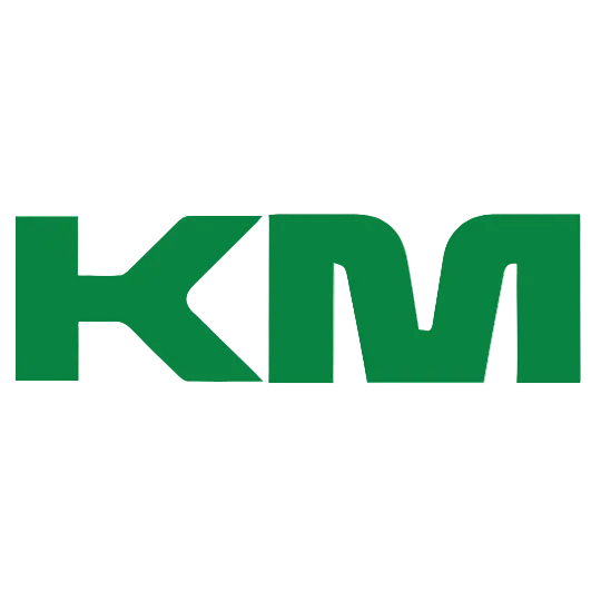 Green 'KM' logo on a white background